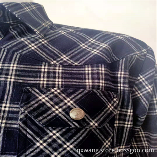 Long-sleeve Plaid TR Twill Men's Shirts With Pockets